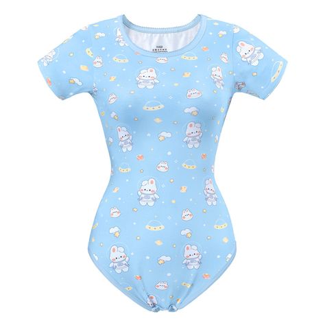 LB-DP0015-Main-4 Cute Blue Onesie For All, Cute Pink Onesie With Character Print, Fun Blue Cotton Onesie, Blue Printed Fitted Onesie, Blue Cotton Onesie With Character Print, Ballerina Skirt, Pink Onesie, Bunny Print, Tights Outfit