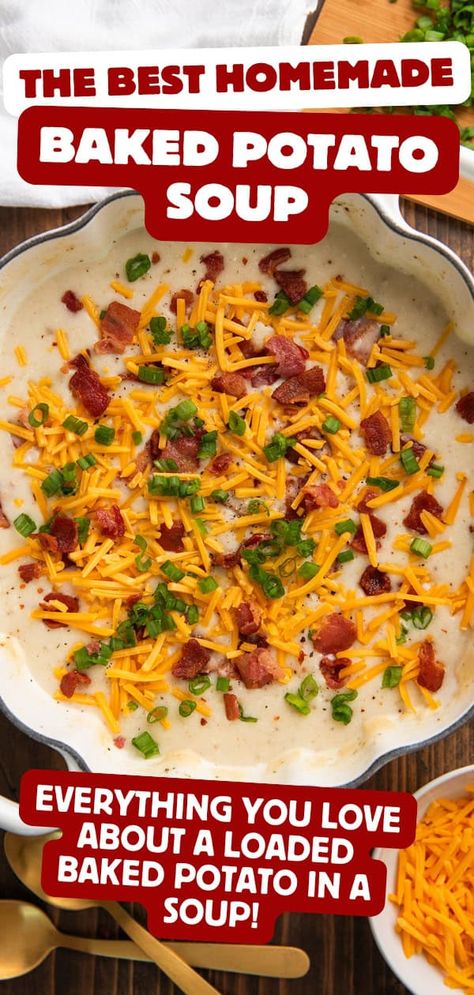 Taste Of Home Loaded Baked Potato Soup, Potato Soup Cream Cheese, Best Baked Potato Soup, Cheesy Baked Potato Soup, Potato Chowder Soup, Baking Mischief, Recipes Using Cream Cheese, Broccoli Potato Soup, Homemade Potato Soup