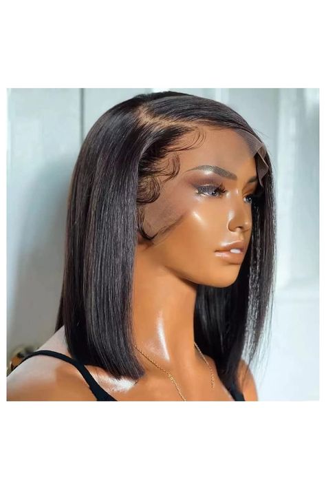 HOMINY Human Hair Wig Bob Wig 150% Density Lace Front Wig Women&#39;s Pre-Picked Baby Hair Straight Brazilian Women&#39;s Hair Natural Black 12 inches Brazilian Straight Human Hair, Brazilian Hair Wigs, Corte Bob, Straight Bob, Straight Lace Front Wigs, Short Bob Wigs, Bob Wig, Short Wigs, Straight Human Hair