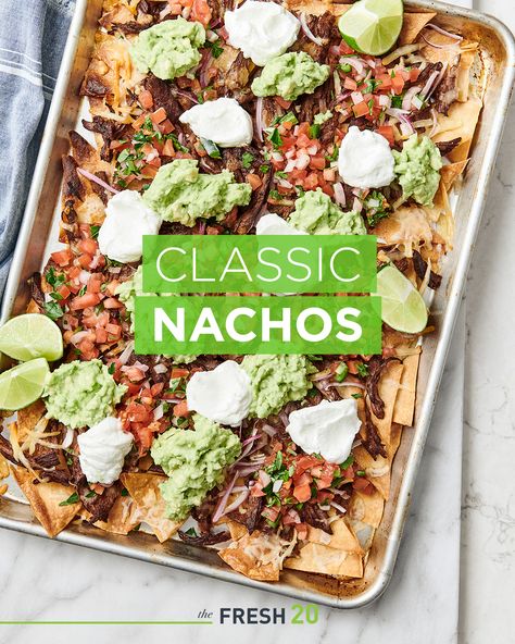 Simple to make, this is a healthy nacho platter you can feel proud about serving on Super Bowl Sunday or anytime you want to entertain a hungry crowd. GUILT-FREE GAME DAY NACHOS. #realfood #wholefood #unprocessed #simplemealplans #healthymealplan #familymealplan #simplemeals #cleaneating #fresh #healthy #simple #easy #nachos #entertaining #steaknachos Nachos Platter, Healthy Nacho, Nacho Platter, Recipe With Beef, Nachos Recipe Beef, Nacho Recipe, Healthy Nachos, Frozen Sweet Potato Fries, Beef Nachos