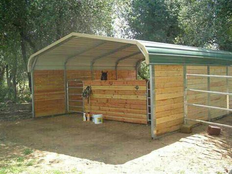 Carport Horse Shelter, Carport Horse Barn, Carport Barn Ideas, Diy Horse Shelter, Small Horse Barns, Livestock Shelter, Horse Farm Ideas, Diy Horse Barn, Horse Barn Ideas Stables