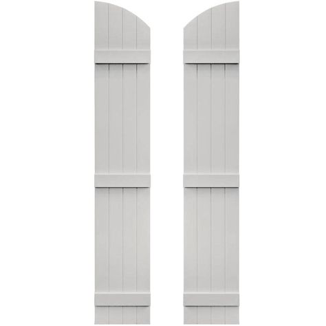 Available in 13 standard lengths. Durable, maintenance-free UV stabilized, deep wood grain texture. Available in 16 maintenance-free accent colors or a separate paintable option. Shutters are sold by the pair. Vantage Paintable Board and batten Vinyl Exterior Shutters (Common: 14-inx 77-in; Actual: ) | V5931477030 Cottage Shutters, Farmhouse Shutters, Paint Color Combos, Board And Batten Exterior, Ranch House Exterior, Board And Batten Shutters, Diy Shutters, Vinyl Exterior, Farmhouse Inspiration