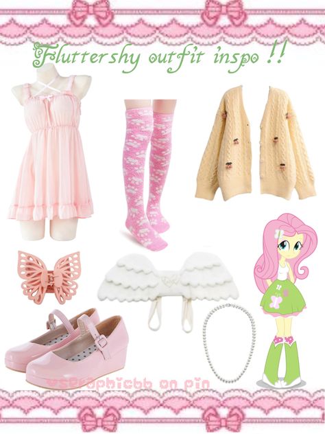 Flutter Shy Costume, Flutter Shy Outfit, Fluttershy Outfit Aesthetic, Flutter Shy Cosplay, Rarity Inspired Outfits, Mlp Inspired Outfits, Fluttershy Outfit Ideas, Fluttershy Inspired Outfits, Fluttershy Clothes