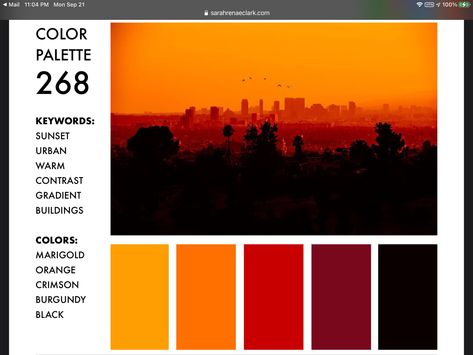 Dark Sunset Color Palette, Sunset Color Palette, Sunset Colors, Orange Black, Dark Blue, Color Palette, Color