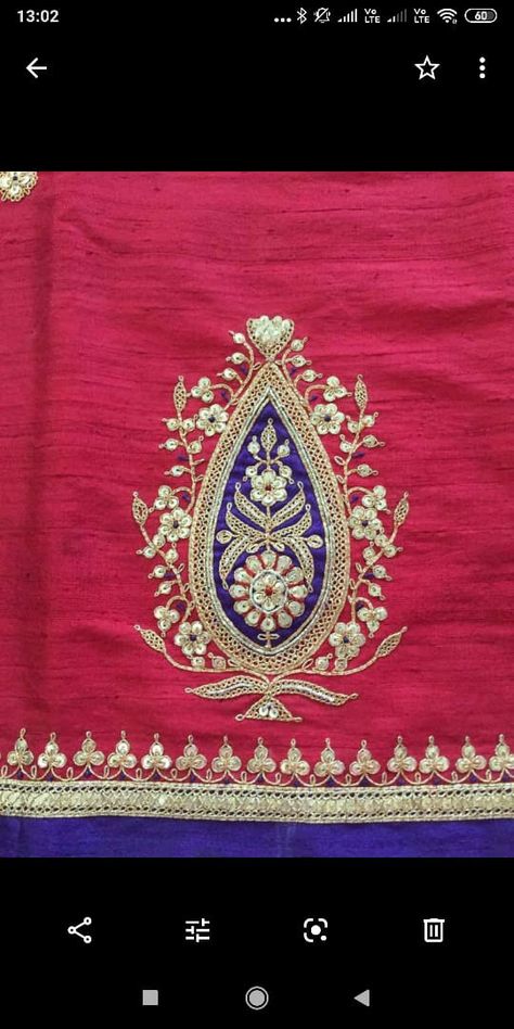 Marodi Work Sabyasachi, Aari Work Border Designs, Marodi Work Blouse, Marodi Embroidery, Marori Work, Marodi Work, Floral Machine Embroidery Designs, Dori Work, Zardozi Embroidery