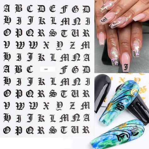 3d Alphabet, Alfabet Letters, Nail Art Stickers Decals, Nail Art Sticker, Star Nails, Alphabet Letters, Nail Accessories, Nail Art Stickers, 3d Nails