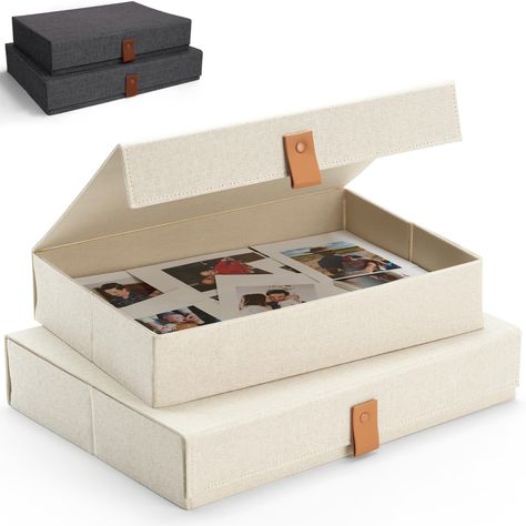 PRICES MAY VARY. Versatile Storage Boxes With Lids: Organize all your photos, keepsakes and scrapbooking paper in style with the portable ZICOTO scrapbook paper storage box set of 2 Portable Photo Storage Box: Extremely durable with reinforced bottom makes the picture box stable. Easy to clean linen fabric exterior and a practical flip over lid keeps any dust away from your keepsakes Space-Saving Storage: Simply stack the memory box in your storeroom or shelves for optimal space usage; When not Photo Storage Boxes, Scrapbook Paper Storage, Photo Storage Box, Photo Box Storage, Scrapbook Box, Scrapbook Storage, Boxes With Lids, Baby Keepsake Box, Clean Linen