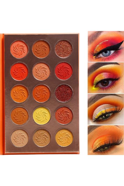 Orange Eyeshadow Palette, Pumpkin Makeup, Sunset Eyeshadow, Dream Vanity, Fall Sunset, Orange Eyeshadow, Makeup Eyeshadow Palette, Cosmetics Skincare, Brown Eyeshadow