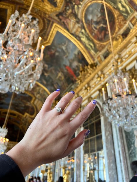 Palace of Versailles, engagement ring, engaged, travel, Paris, Paris, France Baguettes Engagement Ring, Baguette Engagement Ring, Hall Of Mirrors, Palace Of Versailles, Engagement Shoot, Oval Diamond, Engagement Shoots, Versailles, Palace