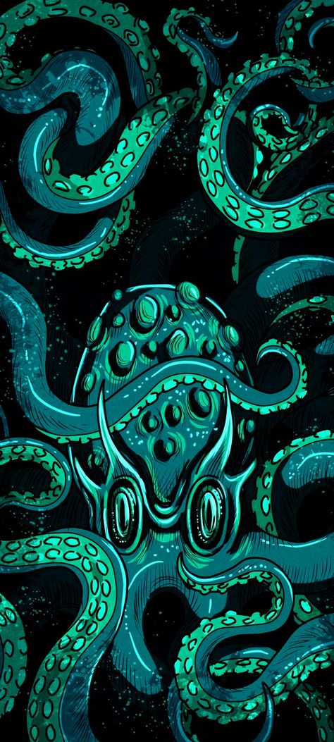 Octopus Wallpaper, Giant Octopus, Asian Wallpaper, Swag Wallpaper, Sick Designs, Skate Art, Ocean Wallpaper, Futuristic Art, Art Wallpaper Iphone