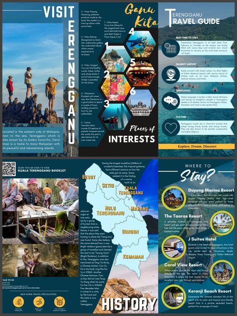 Travelogue Brochure Ideas, Example Of Brochure Design, Broucher Layout Design, Brochure About Philippines, Tourism Brochure Design Layout, Tourism Guide Design, Travel Broucher Design Creative, Brochure Art Design, Tour Brochure Design