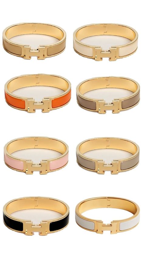 Clic H bracelet Hermes gold designer braclet cuff Hermes Bracelet Gold, Hermes Bracelet Stack, Bracelets Hermes, Hermes Clic H Bracelet, Bracelet Hermes, Hermes Jewelry Bracelet, Bracelet Colors, Brand Bracelet, Couple Ring Design