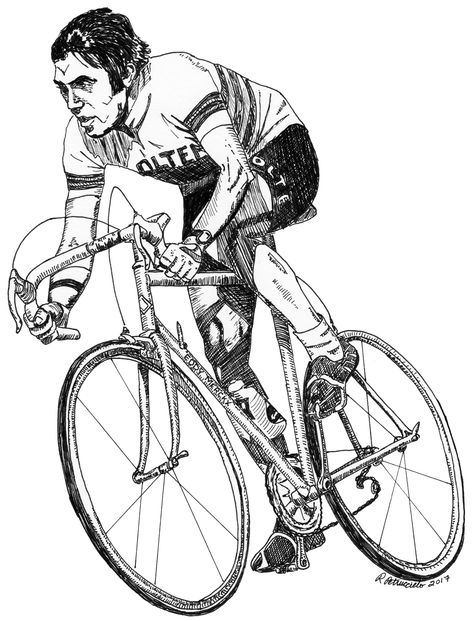 Cycling Print - Eddy Merckx, Belgian Cyclist - Drawing by Rachel Petruccillo Bike Art Drawing, Bicycle Sketch, Bicycle Drawing, Cycle Drawing, Bicycle Paint Job, Bicycle Tattoo, Human Figure Sketches, Bicycle Decor, Interior Architecture Drawing