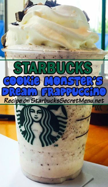 Treat yourself to a deliciously chocolaty Cookie Monster's Dream Frappuccino at your local Starbucks. Tastes as good as it looks! Starbucks Cookie, Frappuccino Starbucks Secret Menu, Starbucks Cookies, Starbucks Hacks, Secret Starbucks Recipes, Secret Starbucks Drinks, Frappuccino Recipe, Starbucks Secret Menu Drinks, Starbucks Coffee Drinks