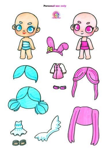 Paper Toy Printable, Chibi Coloring Pages, Free Printable Paper Dolls, Paper Doll Printable Templates, Hello Kitty Printables, Desain Buklet, Paper Dolls Diy, Hello Kitty Crafts, Color Drawing Art