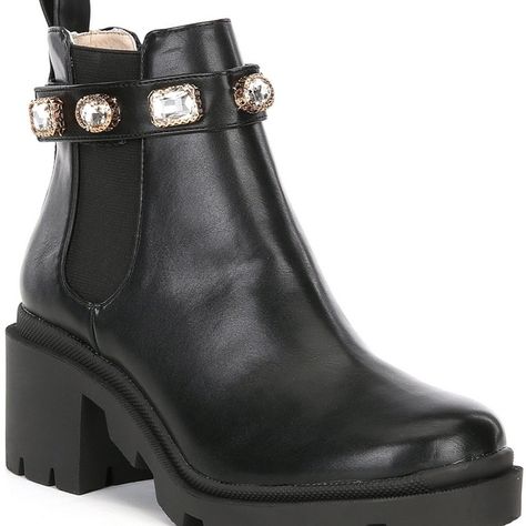 Steve Madden Amulet Jewel Booties Lug Sole Booties, Lug Sole Boots, Steve Madden Boots, Chunky Block Heels, Lug Sole, Dillard's, Black Ankle Boots, Boot Shoes Women, Ankle Booties