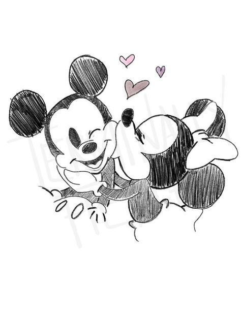 Mickey And Minnie Drawings Sketches, Mickey And Minnie Drawings, Minnie Mouse Drawing, Mouse Sketch, Mouse Paint, Mickey And Minnie Love, Mickey Mouse Pins, Fantasy Wall Art, Dream Photography