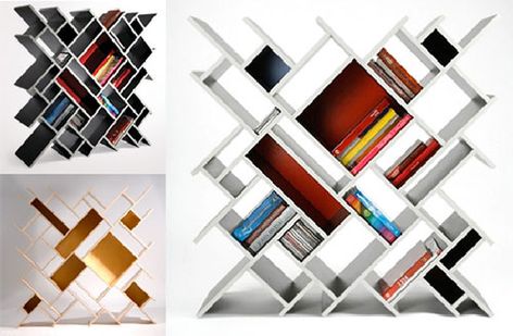 quad_bookcase_1 Topsy Turvy, Bookshelves, White, Design