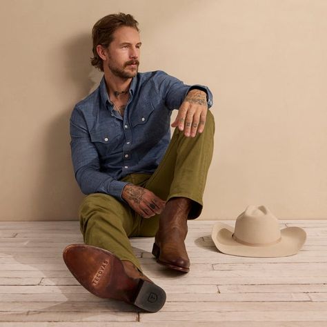 Tecovas Boots Mens Outfit, Cowboy Boots Outfit Mens, Tecovas Boots Mens, Modern Cowboy Style Men, Western Outfit Men, Jeans With Cowboy Boots, Cowboy Outfit Men, Mens Cowboy Boots Outfit, Jeans And Cowboy Boots