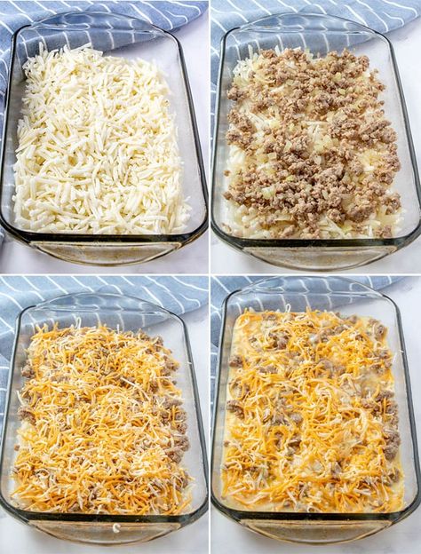 Egg Casserole is packed with sausage, cheese and hash browns. An easy to make breakfast with simple ingredients that can be prepared the night before. Eggs Sausage Hashbrown Casserole, Egg Casserole Recipes Hashbrown, Egg Breakfast Casserole With Hashbrowns, Hashbrowns Egg Bake, Egg Casserole With Shredded Hashbrowns, Sausage And Hashbrown Egg Bake, Sausage Egg Cream Cheese Hashbrown Casserole Oven, Egg Casserole Recipes With Hashbrowns And Sausage, Hashbrown Egg And Sausage Casserole