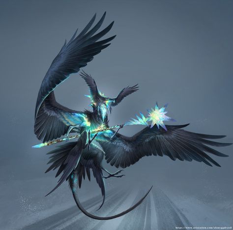 ArtStation - Raven, +01Zheng 大树 Raven Monster, Raven Dragon, Peaceful Night, Dnd Monsters, From Beyond, Legendary Creature, Blue Dragon, Feeling Good, Monster Art