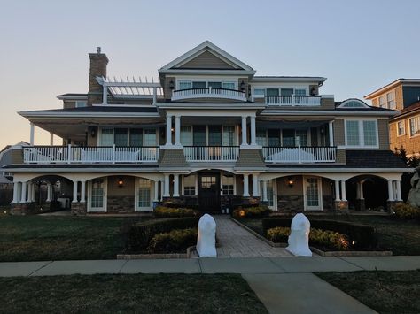 Oceanfront Beach House on the Jersey Shore New Jersey Beach House, Jersey Shore House, Big Beach House, Hamptons Houses, Jersey Shore Beach, Oceanfront Beach House, New Jersey Beach, Ocean City New Jersey, New Jersey Beaches