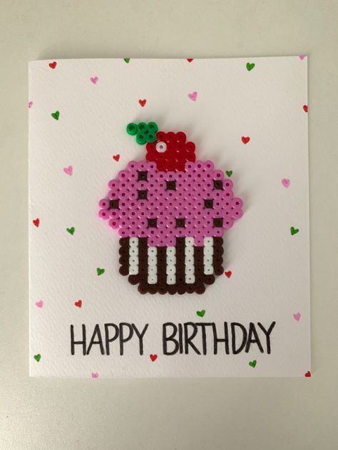 Happy Birthday Perler Beads, Birthday Perler Beads, Melty Bead Designs, Hamma Beads Ideas, Easy Perler Beads Ideas, 3d Perler Bead, Fusion Beads, Hama Beads Design, Perler Bead Templates