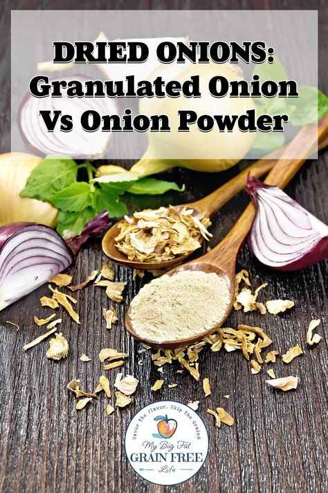 Are you confused about the differences between granulated onion and onion powder? There's also minced onion, onion flakes, and onion salt. We're going to explore the distinctions between granulated onion vs onion powder and all the other dehydrated onions and teach you everything you need to know. Dried Onions, Onion Benefits Health, Onion Flakes, Turkey Seasoning, Types Of Onions, Dehydrated Onions, Minced Onion, White Onion, Spice Blends