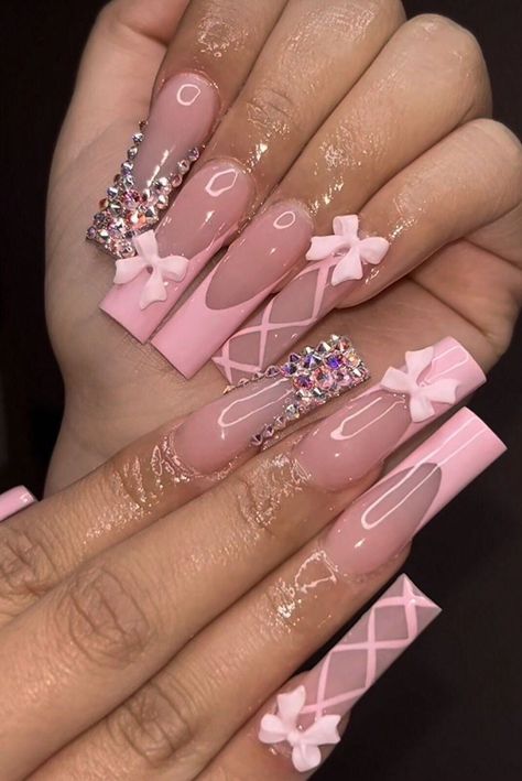 Quinceanera Nails, Nail Swatches, Nails Yellow, Long Acrylic Nail Designs, Girly Acrylic Nails, Dope Nail Designs, Coffin Shape, Style Français, Acrylic Nails Coffin Pink