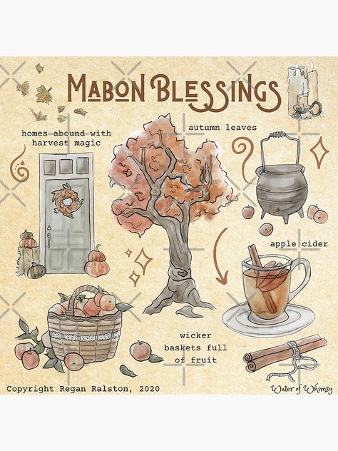 "Mabon Blessings Illustration in Watercolor" Art Print by WitchofWhimsy | Redbubble Water Of Whimsy, Witchcraft Stuff, Whimsy Art, Magia Das Ervas, Witch Tarot, Wiccan Magic, Full Of, Eclectic Witch, Wiccan Spell Book