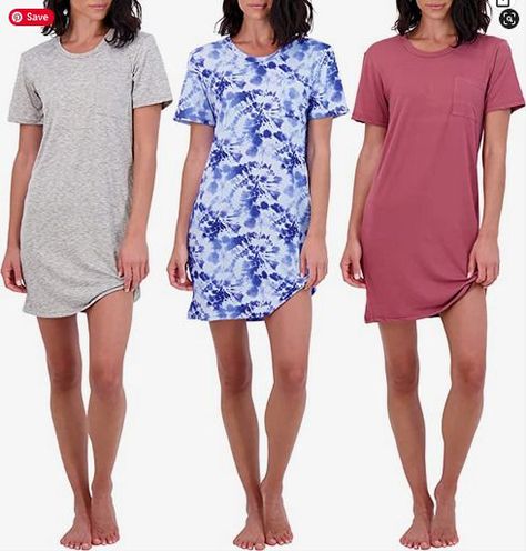 3 Pack: Women's Nightshirt Short Sleeve Ultra-Soft Print Nightgown Sleep Dress With Pocket ( Available In Plus Size) This comfy nightshirt & nightgown is suitable for many occasions, it is great to wear for sleeping in, spending leisure time with your family and friends at home, lounging around the house, hospital wear, and even perfect for nursing. Available In Both Regular & Plus Sizing, it is The Ideal Short Sleeve Nightshirt for Sleep & Lounge. Moo Moo, Short Brown Hair, Women's Nightgowns, Sleep Dress, Nightgowns, Night Shirt, Sleepwear Women, Long Sleeve Lace, Pajamas Women