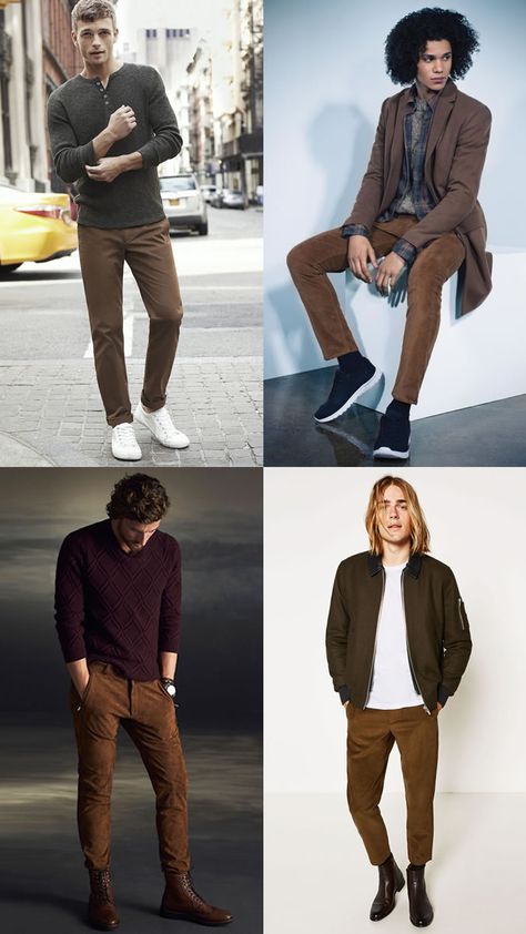 9 Ways To Wear Menswear's Most Underrated Colour: Brown | Retroworldnews Brown Chinos Men Outfits Casual, Men’s Outfits Brown Pants, Men’s Brown Jeans Outfit, How To Style Brown Trousers For Men, Brown Trouser Outfit For Men, Brown Cords Outfit Men, Brown Chino Pants Men Outfits, Brown Slacks Men Outfits, Mens Brown Chinos Outfit