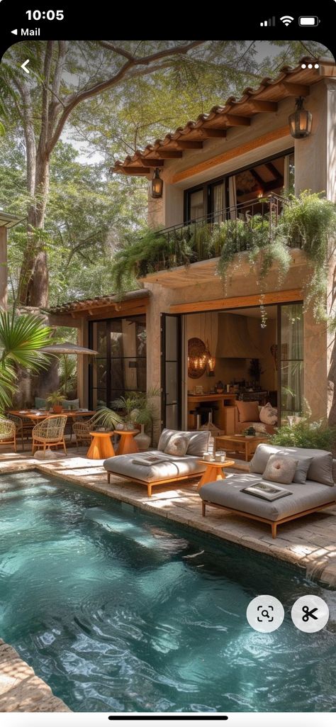 Stylish Patio Furniture, Backyard Pools, Backyard Pool Designs, Outdoor Decor Backyard, Small Backyard Pools, Outdoor Patio Decor, Backyard Patio Designs, Dream House Exterior, House Goals