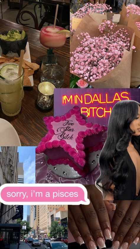 #pisces #pink #blackgirlaesthetic #birthday #dallas #taco #fivestarbitch Pink Pisces, Pisces Pink, Pisces Aesthetic, Pisces Birthday, Birthday Aesthetic, 17th Birthday, Pink Wallpaper, Five Star, Dallas