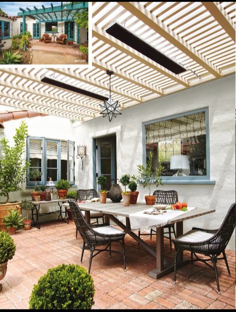 Patio redone. Architectural Digest. Spanish Colonial Homes, Madeline Stuart, Santa Barbara Style, Colonial Style Homes, Spanish Style Home, Casas Coloniales, Outdoor Living Patio, Outdoor Patio Lights, Spanish Colonial