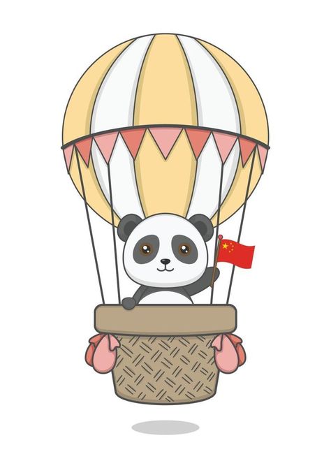 Cute Cartoon Panda Riding Hot Air Balloon Cartoon Hot Air Balloon, Balloon Cartoon, Room Artwork, Cartoon Panda, Colouring Pages, Hot Air Balloon, Air Balloon, Hot Air, Cute Cartoon