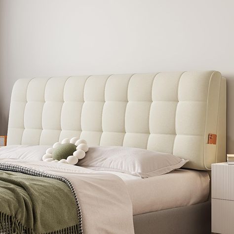 PRICES MAY VARY. [High Quality Fabric]: Headboard slipcover is made of faux cashmere fabric. The short faux cashmere is thick, soft and warm. There is a side storage bag on both sides of the bottom of the back cushion, which can store remote controls, mobile phones, earphones, sleep masks, etc. It is suitable for the elderly, children, and pregnant women. When you just want to relax in bed, read magazines, play games,provides strong support. [Replace The Old Headboard]: The new headboard upholst Stick On Headboard, Apolstered Headboard, Headboard For Adjustable Bed, Headboard Slipcover, Nyc Bedroom, Pillow Wedge, Faux Headboard, Reading Bed, Headboard Pillow