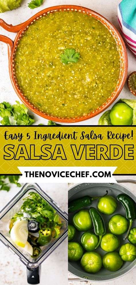 Bright green and addictively spicy, this 20-minute salsa verde recipe is the perfect way to crank up the heat during lunch or dinner. Drizzle it on tostadas or add it to your favorite dishes for an extra Mexican touch! Salsa Verde Authentic, Green Verde Salsa, Mexican Green Salsa Recipe Spicy, Small Batch Salsa Verde, Authentic Mexican Green Salsa, Salsa Verde Steak Recipe, Easy Green Salsa Recipe, Mexican Salsa Verde Recipe, Green Sauce Recipe Mexican