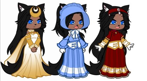 Left to right: Saintess outfit, garden outfit, and the gown she wears with her fiancé, Crown Prince Theses of Tigeria. Gacha Life Prince Outfit, Gacha Prince Outfit, Gacha Nebula Outfits, Royal Outfits Princesses, Nebula Dress, Drawn Outfits, Gacha Mods, Garden Outfit, Ocs Ideas