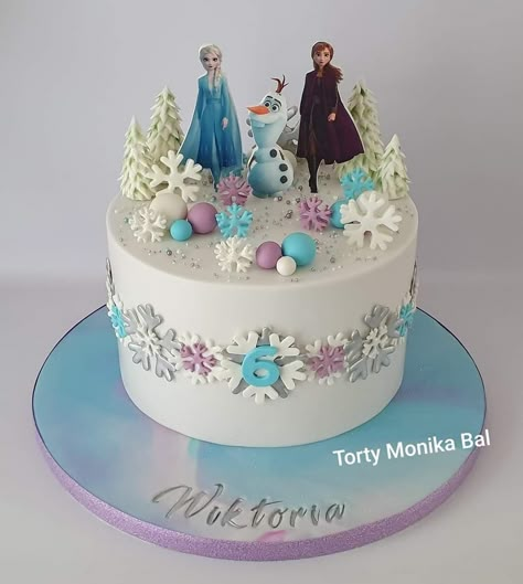 Frozen Birthday Cake One Tier, Simple Frozen Theme Cake, Frozen Cake Ideas, Frozen Cake Designs, Frozen 2 Cake, Elsa Torte, Frozen Birthday Party Cake, Pastel Frozen, Frozen Themed Birthday Cake