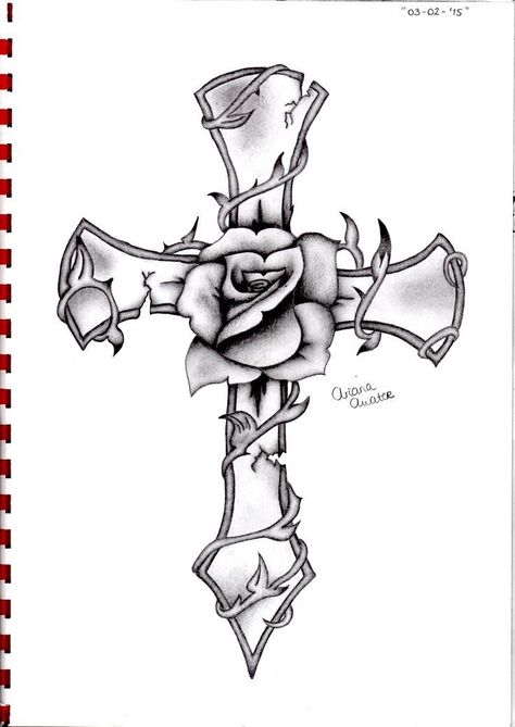 Unique Cross Tattoos For Women Beautiful, Rose Cross Tattoo, Cross Tattoo Ideas For Men, Cross Drawings, Cross Tattoos For Men, Cross With Roses, Cross Drawing, Celtic Cross Tattoos, Rose Drawing Tattoo