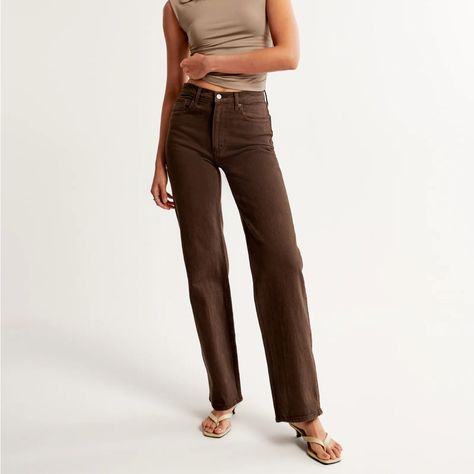 Reposhing This Item I Purchased From @Kpplatt. Loved It, But Ready To Rotate For Something New. Questions? Leave A Comment Below! Dark Brown Pants Women, Brown Jeans Outfit Women, Brown Wide Leg Jeans, Brown Jeans Outfit, High Rise 90s Relaxed Jean, Dark Brown Pants, 30s Style, Fam Pics, Jeans Outfit Women