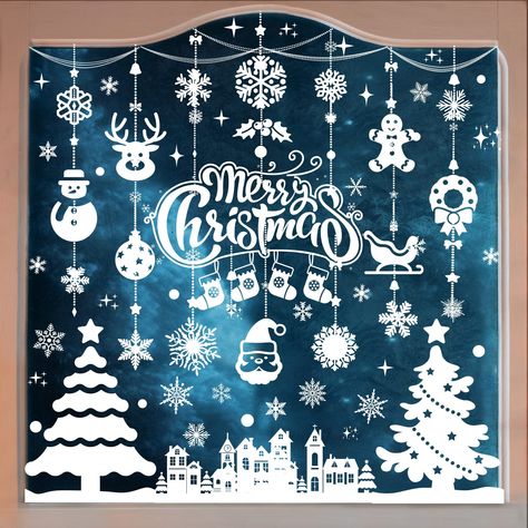 PRICES MAY VARY. PACKAGE INCLUDES: The Christmas window stickers come with 10 sheets of snow scene stickers. There are various white stickers like snow flakes, Christmas tree and many other snow scene for you to choose from, you can create beautiful Christmas decorations. PREMIUM QUALITY: These Christmas window decorations have clear cut edge and are made of PVC material, no adhesive will be left on windows. Just spray some water on glass surfaces, you can apply these snow flakes easily. Let you Christmas Window Display Home, Window Snowflakes, Scene Stickers, Christmas Window Clings, Fantasy Christmas, Christmas Window Painting, Beautiful Christmas Scenes, Christmas Window Stickers, Christmas Window Display