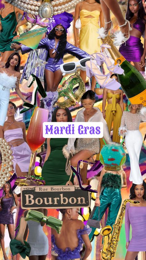 Bachelorette Mardi Gras Theme, New Orleans Outfit Aesthetic, Mardi Gras Bachelorette Party Outfits, New Orleans Themed Bachelorette Party, Bachelorette Party Themes New Orleans, Nola Bachelorette Party Theme, New Orleans Bachelorette Party Theme, Funny Bachelorette Themes, Mardi Gras Aesthetic