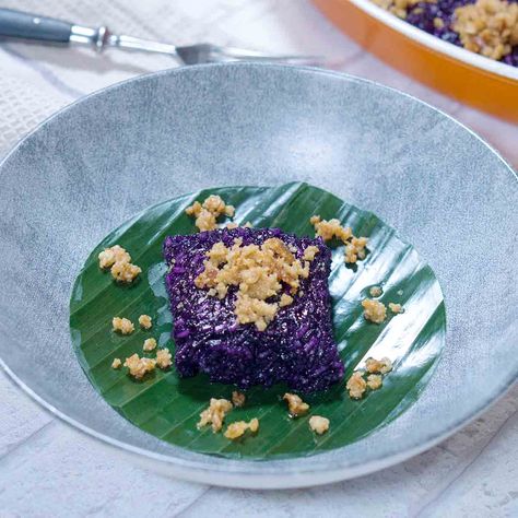 Ube Biko Filipino Recipe, Biko Filipino Recipe, Ube Biko, Sticky Rice Cake Recipe, Ube Recipe, Biko Recipe, Filipino Sweets, Small Rice Cooker, Sticky Rice Cakes