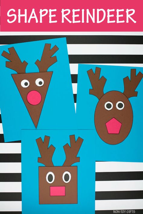 shape reindeer craft for preschoolers and kindergartners. Kids will use the reindeer template to create with shapes #shapereindeer #reindeershape #reindeercraft #shapecraftchristmas #christmascraftforkids #reindeercraftforkids #Christmascraftsforkids Reindeer Craft For Preschool, Preschool Rudolph Crafts, Reindeer Crafts For Kindergarten, Christmas Shape Crafts, Prek Reindeer Craft, Kindergarten Reindeer Crafts, Toddler Reindeer Activities, Reindeer Toddler Crafts, Shape Christmas Crafts