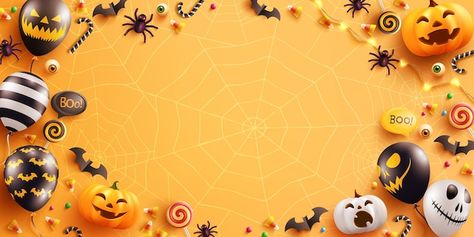 Halloween Backgrounds, Cute Halloween, Dia De Muertos, Halloween Pumpkins, Graphic Resources, Ghost, Balloons, Festival, Halloween