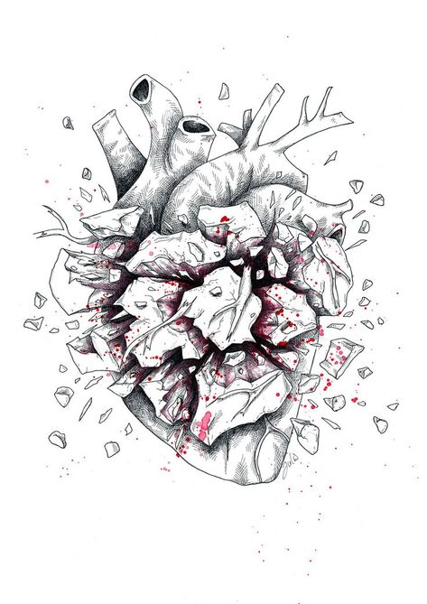 Art Sketches Heart Break, Heartache Sketch, Burning Heart Drawing, Drawing About Heart Break, Realistic Heart Drawing, Anatomical Heart Drawing, Pencil Art Love, Human Heart Drawing, Anatomical Heart Art