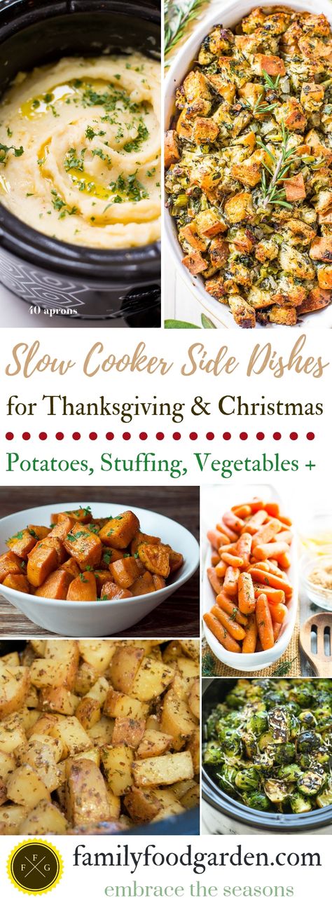 Crock pot & slow cooker side dishes for Thanksgiving and Christmas dinner #crockpot #sidedishes #crockpotholidays #slowcooker #slowcookersidedishes #thanksgiving #christmasdinner #slowcookerchristmas #slowcookerthanksgiving #crockpotrecipes Slow Cooker Side Dishes, Potluck Sides, Crockpot Sides, Thanksgiving Side Dishes Crockpot, Crockpot Thanksgiving, Side Dishes For Thanksgiving, Dishes For Thanksgiving, Christmas Dinner Sides, Apple Stuffing