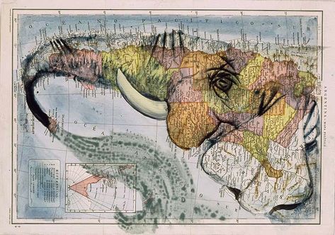 Afrikaanse Kunst, Creation Art, Art Carte, Elephant Love, Hur Man Målar, Old Maps, Elephant Art, Art Et Illustration, Old Map